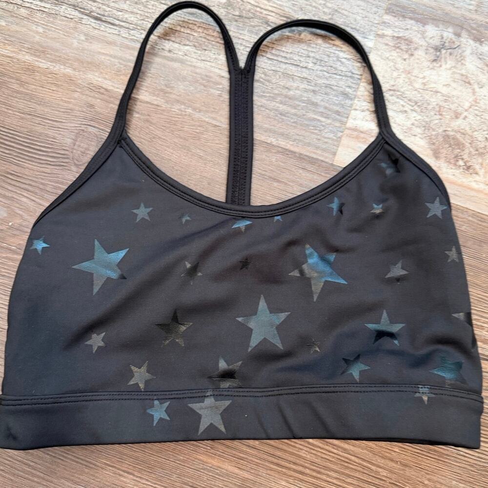 ALLFENIX Y back sports bra black stars size S EUC no pads compression run